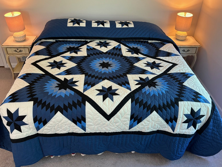 Split Starburst Amish Quilt 108x115