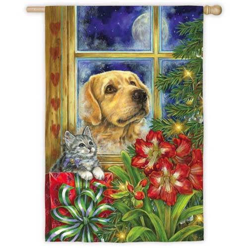 Peaceful Pet Christmas House Flag 132078