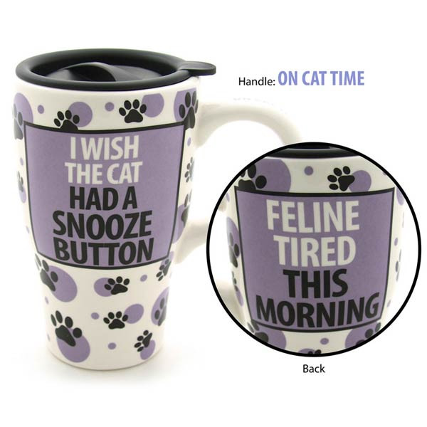 Cat Ceramic Travel Mug "Snooze Button" 4031112