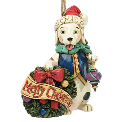 Merry Christmas Sitting Dog Ornament 4034409