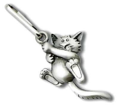 Cat "Hanging On" Zipper Pull 3694ZP