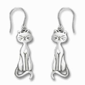Cat "Pretty Kitty" Pewter Drop Earrings -3890EFP