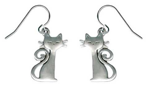 Cat with Curly Tail Drop Earrings 6016EFP