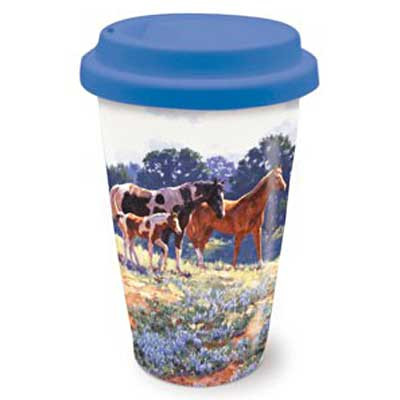 Ceramic Travel Mug April Breeze Horses 814-52