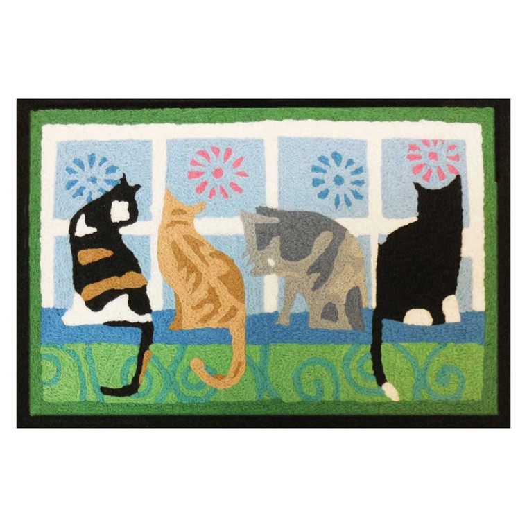 Four Window Cats Rug Indoor Outdoor Washable JB-STS012