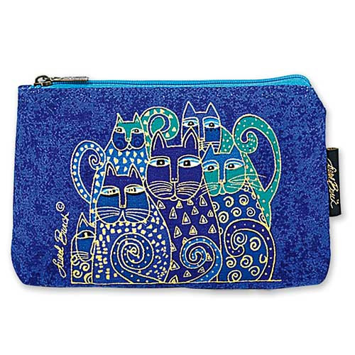 Laurel Burch Cotton Canvas Cosmetic Bag "Indigo Cats" - LB2090E
