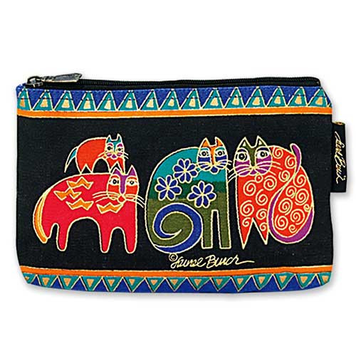 Laurel Burch Cotton Canvas Cosmetic Bag "Tasai Cats" - LB2090F