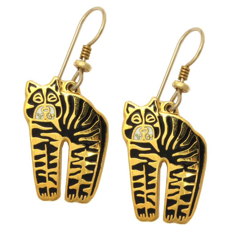 Laurel Burch "Jungle Cat" Drop Goldtone Enamel Earrings - LB4111-5