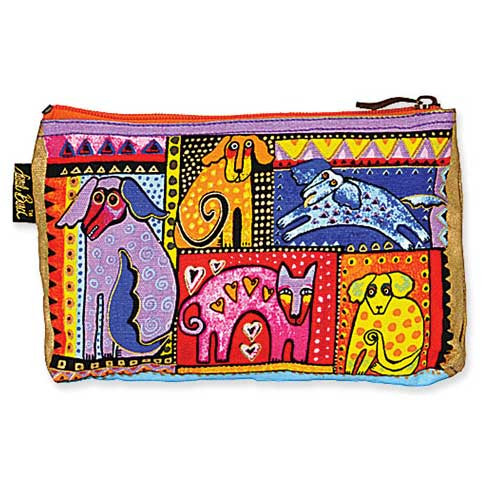 Laurel Burch Dog Cotton Canvas Cosmetic Bag "Dog Portraits" - LB4640C