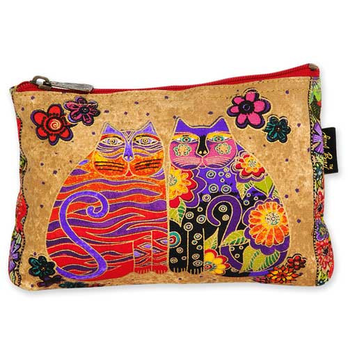 Laurel Burch Cotton Canvas Cosmetic Bag Flowering Feline- LB4880B