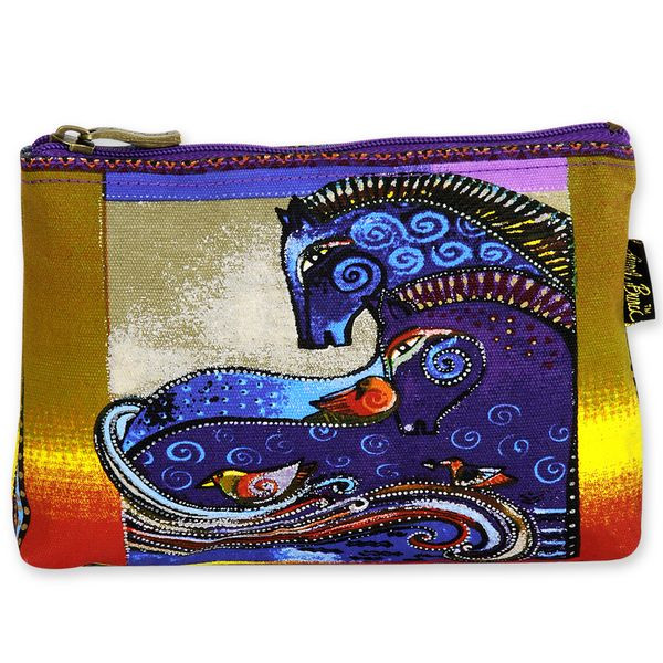 Laurel Burch Cotton Canvas Cosmetic Bag Aquatic Mares - LB4890B