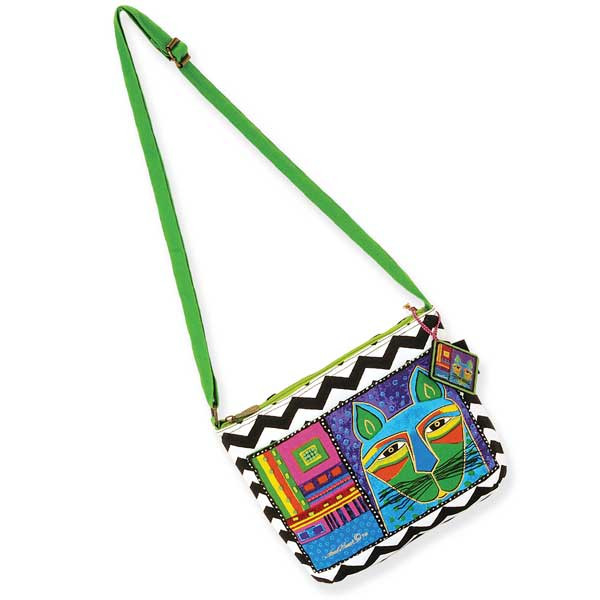 Laurel Burch Whiskered Cats Crossbody Bag Green LB5320D