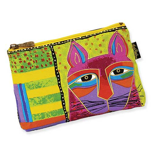 Laurel Burch Whiskered Cats Cosmetic Bags Lime Green LB5321C
