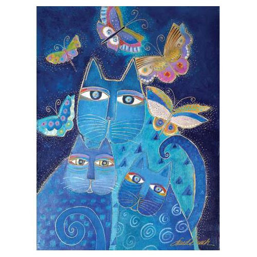 Laurel Burch Canvas Indigo Cat 12x16 Wall Art LB26003