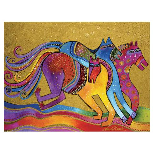 Laurel Burch Canvas Caballos de Colores Horses 12x16 Wall Art LB26007