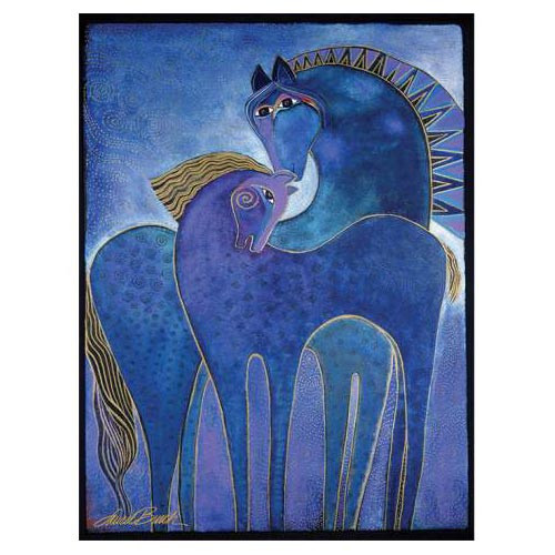 Laurel Burch Canvas Indigo Mares Horses 12x16 Wall Art LB26010