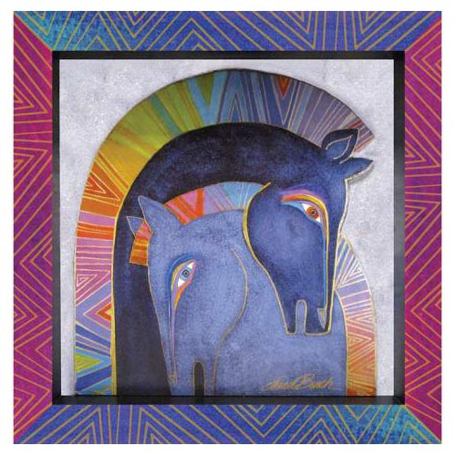 Laurel Burch 3-D Mares Embracing Horses 8x8 Wall Art LB26016