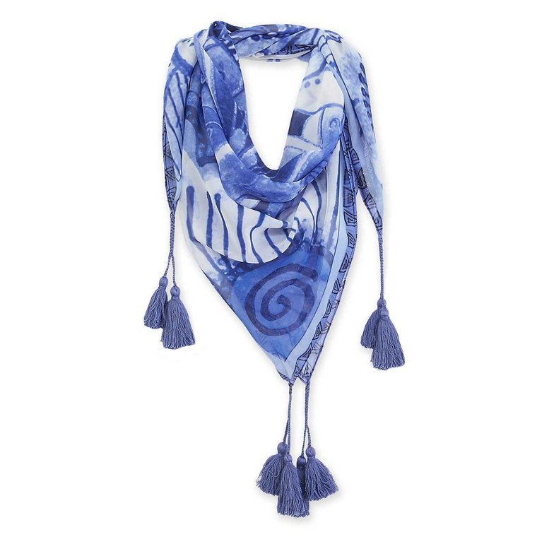 Laurel Burch Indigo Flowers Artistic Square Scarf LBSQ304