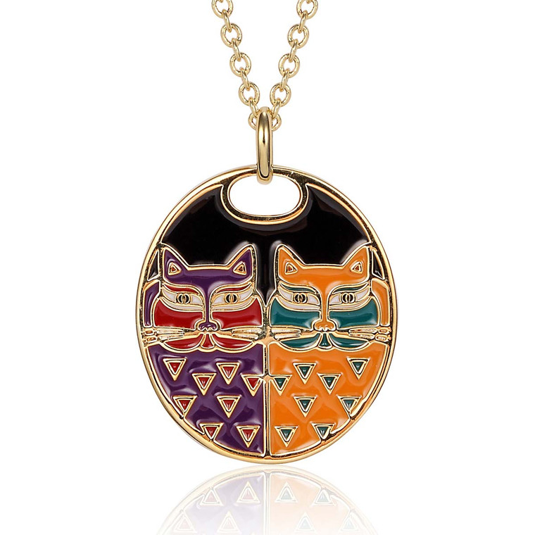 Portrait Cats Laurel Burch Necklace Black Multi 5010