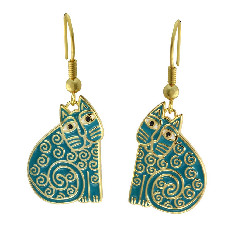 Jubilee Cat Laurel Burch Earrings Turquoise 5035