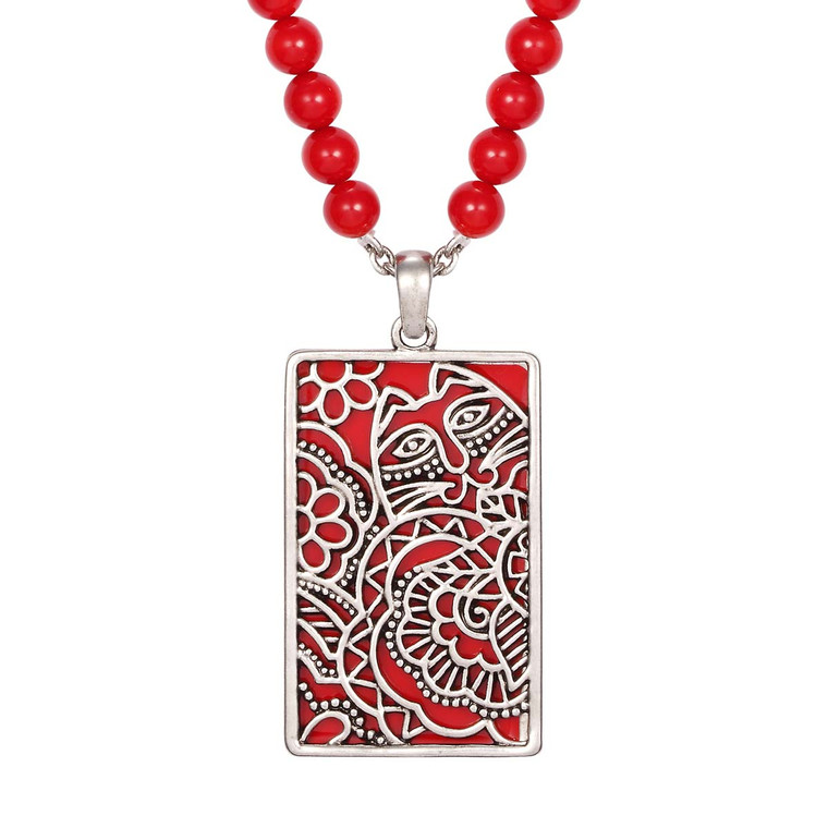 Carlotta's Garden Cat Laurel Burch Necklace Red 5051