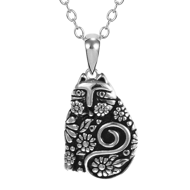 Flowering Feline Sterling Laurel Burch Necklace 4010