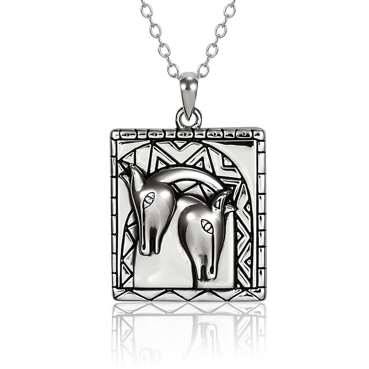 Embracing Horses Sterling Laurel Burch Necklace 4039