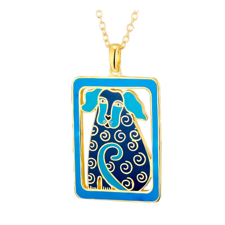 Dog Tails Laurel Burch Necklace Blue - Silver 5072