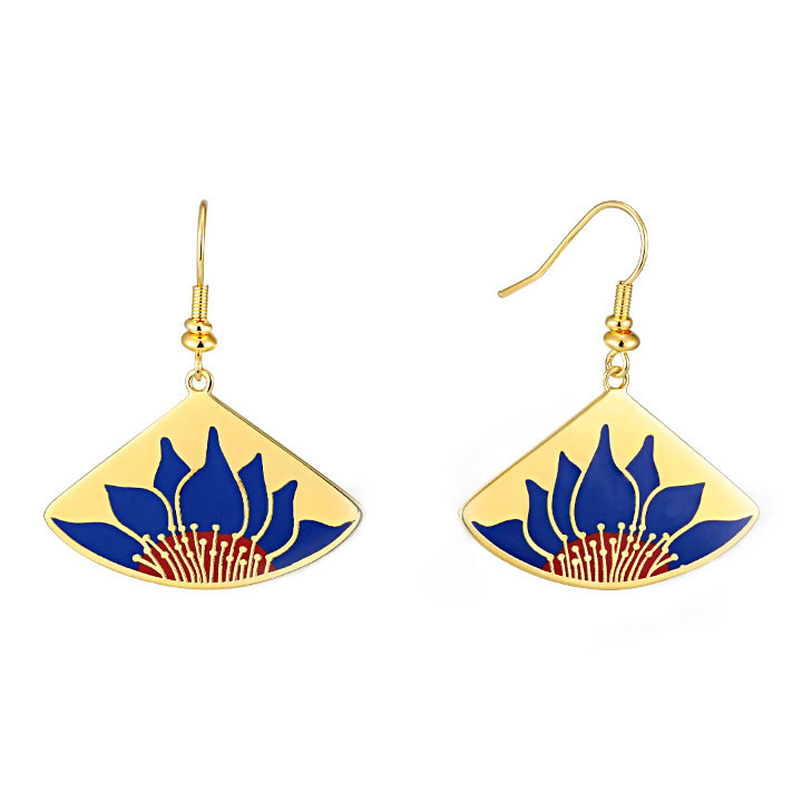 Lotus Blue Laurel Burch Earrings - 5089