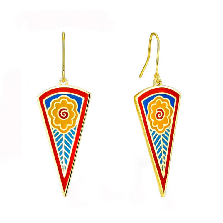 Red Wildflower Bloom Laurel Burch Earrings - 5094