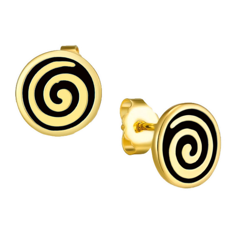 Black Swirl Stud Post Laurel Burch Earrings - 6042