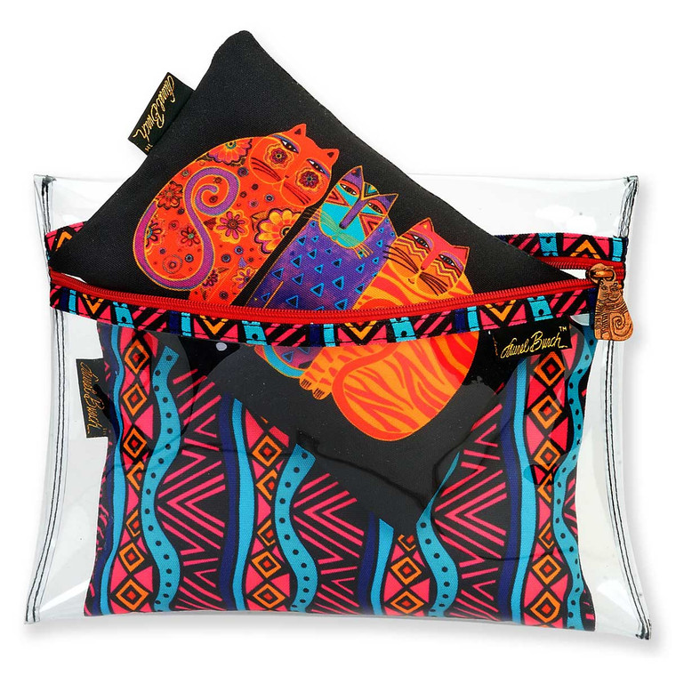 Laurel Burch Set of 3 Cosmetic Bag Feline Friends