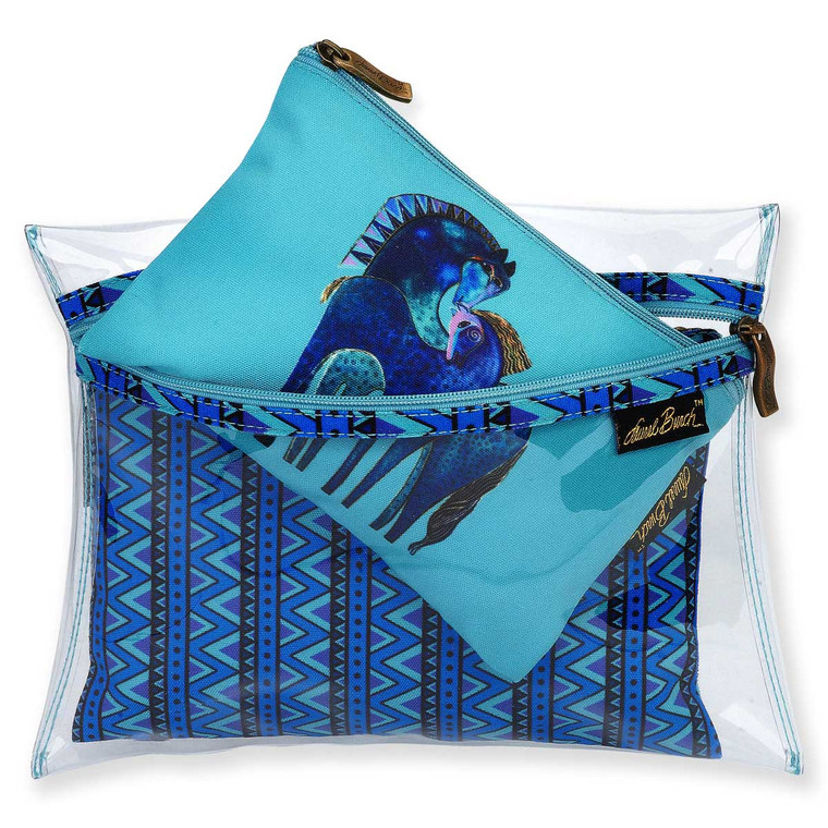 Laurel Burch Set of 3 Cosmetic Bag Indigo Mares