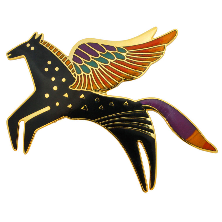 Laurel Burch "Soaring Equus" Horse Enamel Goldtone Pin - LBP1E