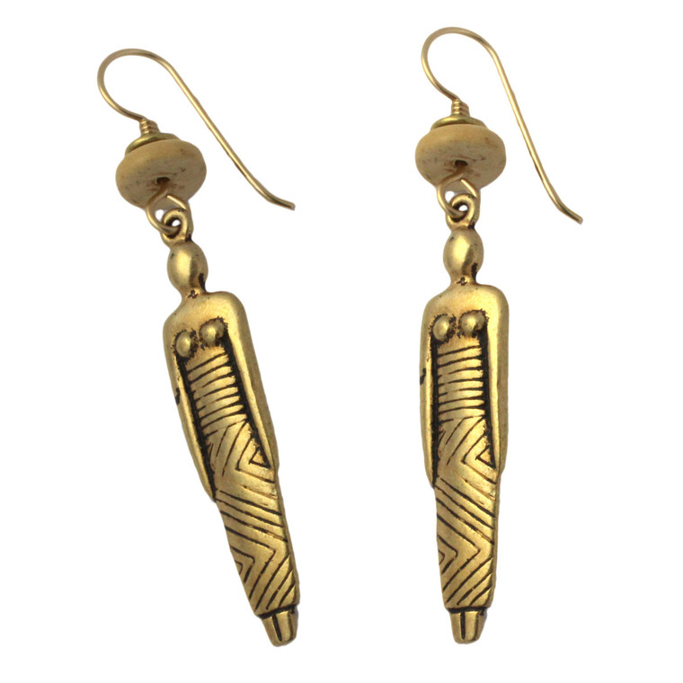 Laurel Burch Ancestor Woman Cast GoldTone Drop Earrings - CDR141B