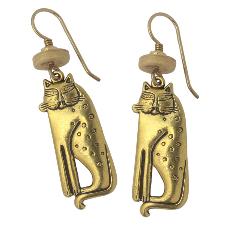 Laurel Burch Siamese Cat GoldTone Cast Drop Earrings - 4038L
