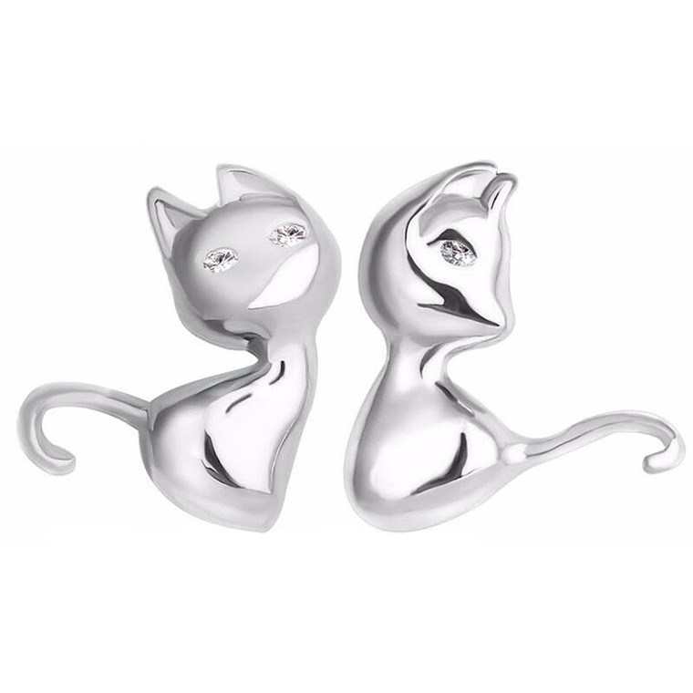 Sitting Cats Stud Earrings Front View