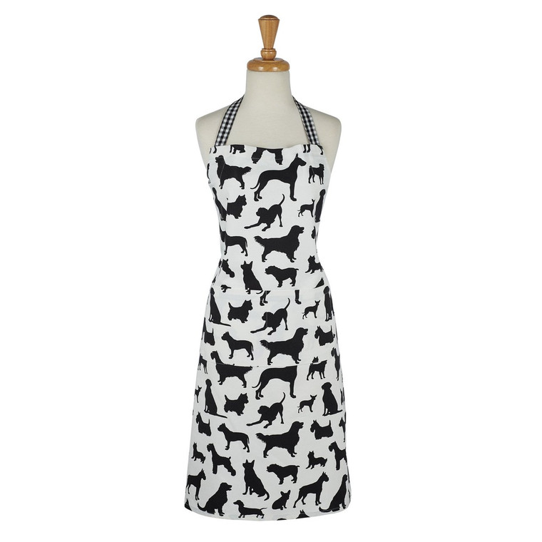 Dog Show Black and White Printed Chefs Hostess Apron