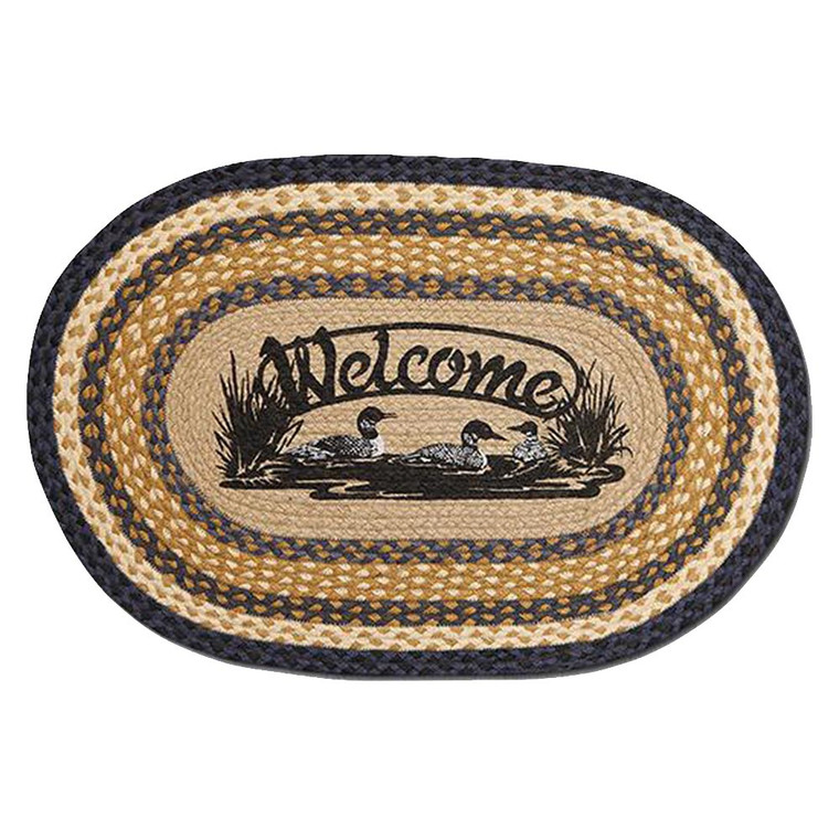 Welcome Loons 20x30 Hand Printed Oval Braided Floor Rug OP-079
