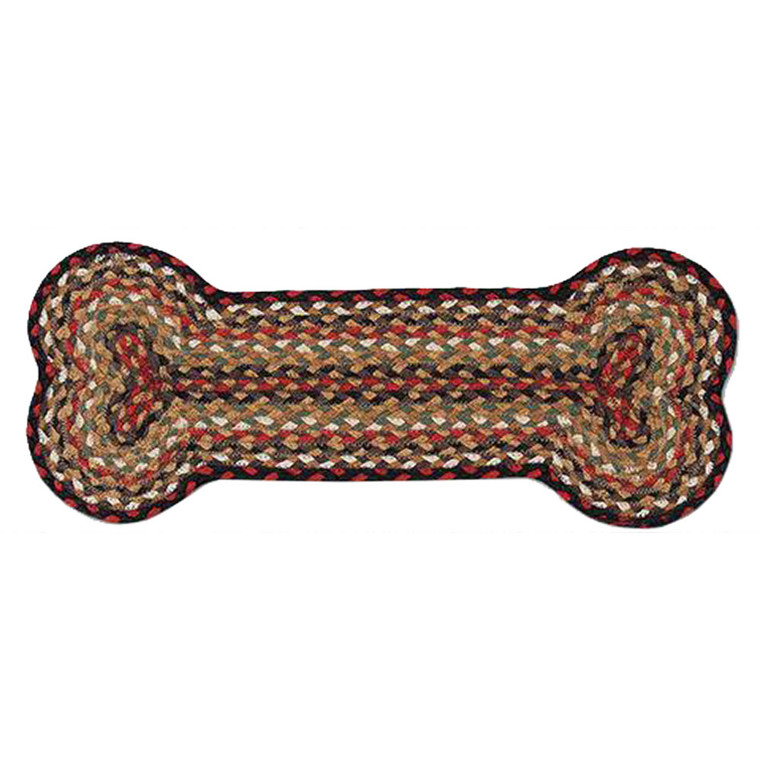 Burgundy Mustard Black Ivory Braided Jute Dog Bone
