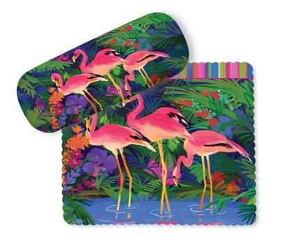 Pink Flamingo Paradise Eyeglass Case with Cleaning Cloth - 804-92