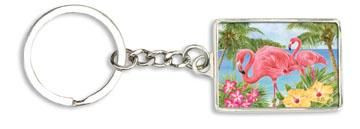 Pink Flamingo Key Chain Key Ring "Flamingo Garden" - 805-49