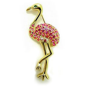 Pink Flamingo Pin Goldtone with Rhinestones - RSP2315