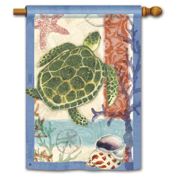 Swimming Sea Turtle House Flag - 28" x 40" - 94047
