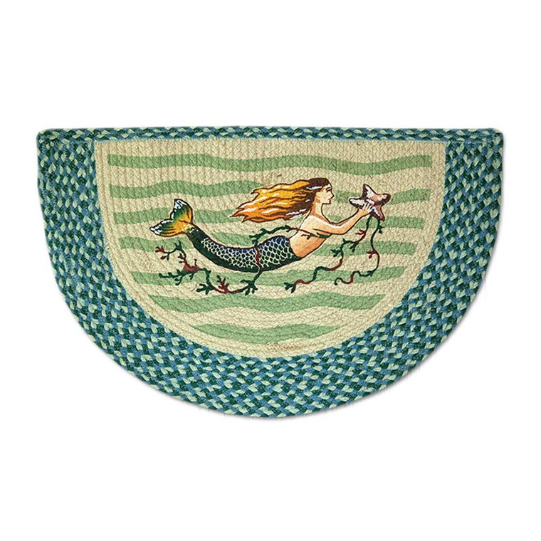 Mermaid 18"x29" Hand Printed Braided Slice Floor Rug SCP-245