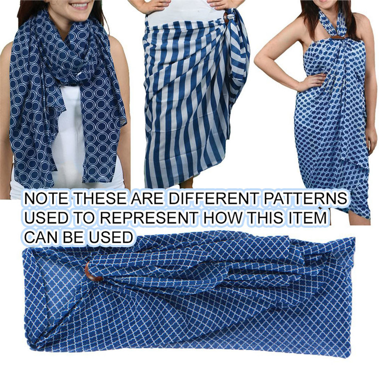 Other uses! Blue and White Quatrefoil Pattern Sarong - 20151C