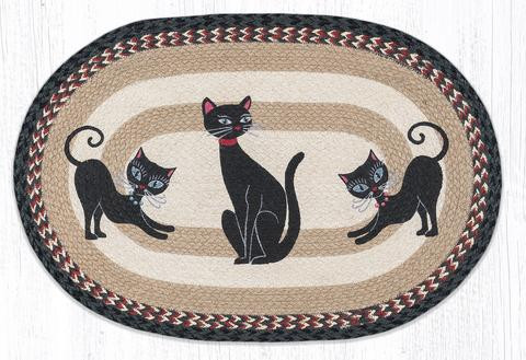 Crazy Cats 20x30 Hand Printed Oval Braided Floor Rug OP-9-238