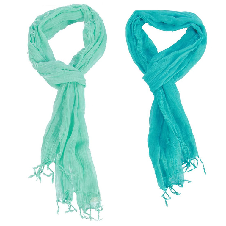 Solid Fringed Viscose Scarf - Mint - Teal - 25205