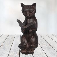 Small Cat Reading Figurine - 10619