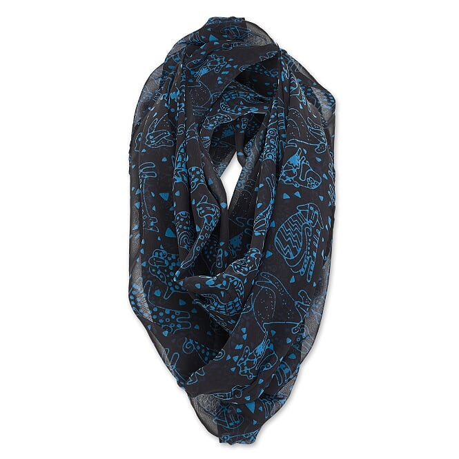 Laurel Burch Infinity Scarf Blue Doggies on Black – LBI222